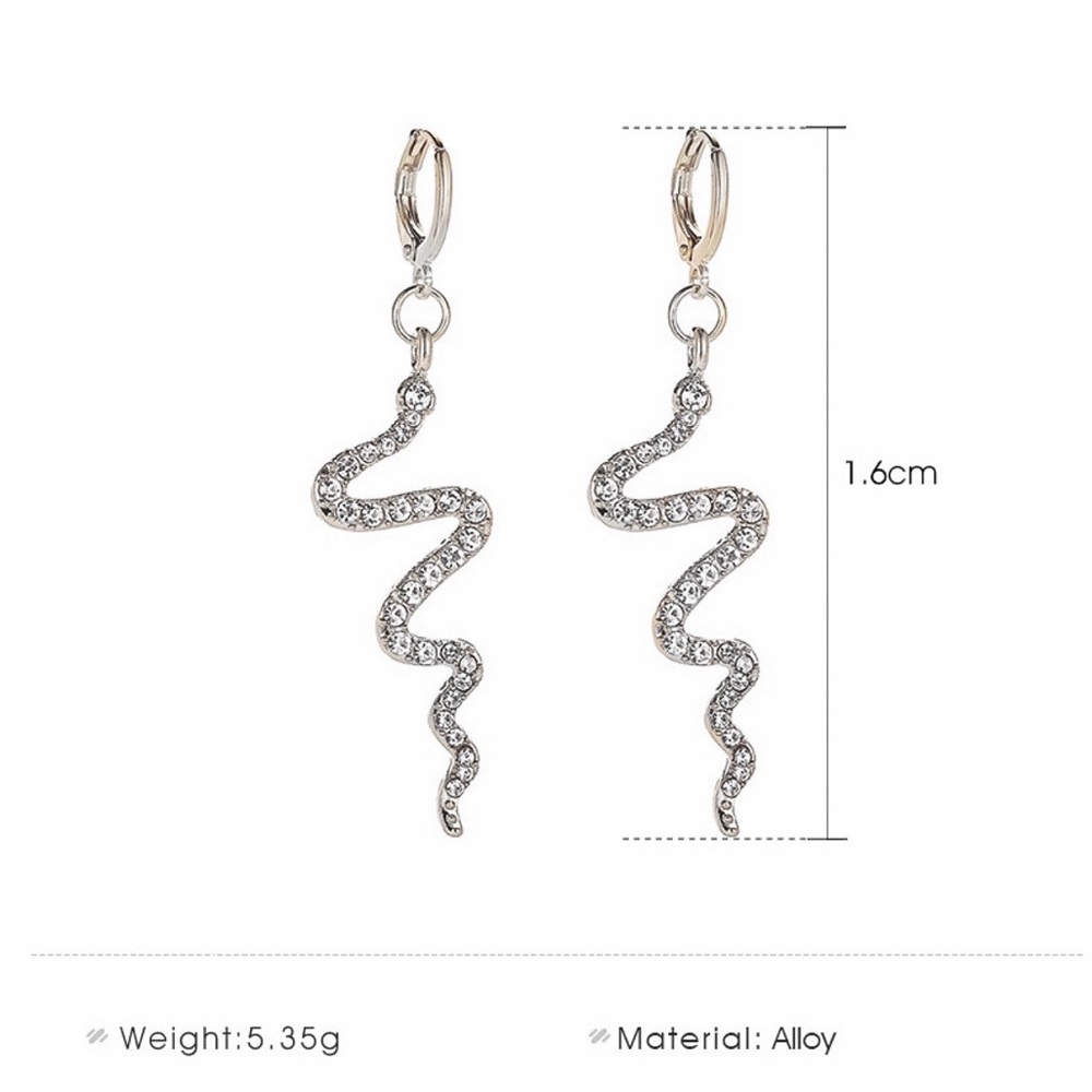 2/$20!  Silver Crystal Snake Huggie Hoop Earrings - Picture 6 of 8